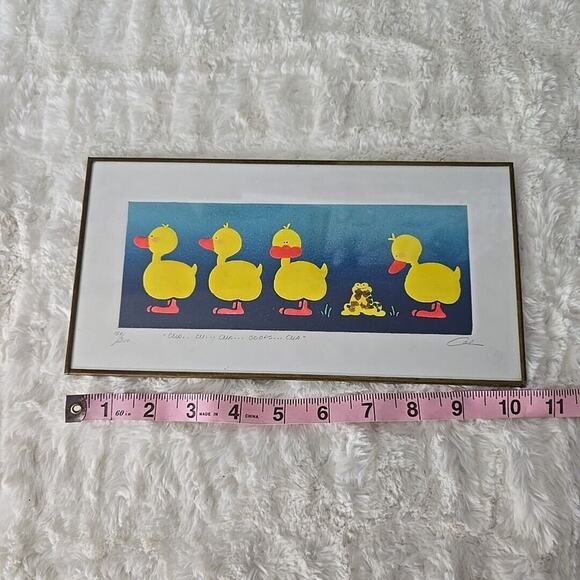 Duck Framed Art Prints Set of 3 Yellow White Baby Shower Nursery Room Bathroom - Picture 3 of 8